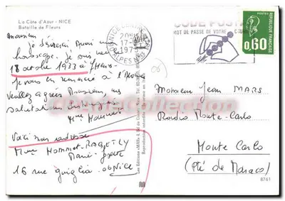 Batalha das Flores — Nice — Editor MAR, n° 8761 — Verso