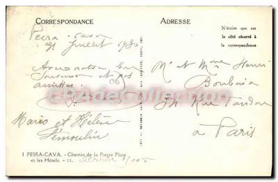 Pierre Plate — Szlak Pierre Plate i hotele — I. PEIRA-CAVA, Drukarnia PARIS — Rewers