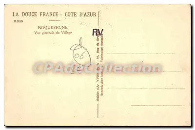 Roquebrune-Cap-Martin — Vista generale del paese — Edizione d'Arte YVON, Parigi — Verso
