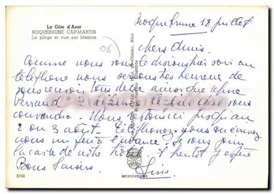 Cap-Martin — Vista su Menton — IRIS — Verso