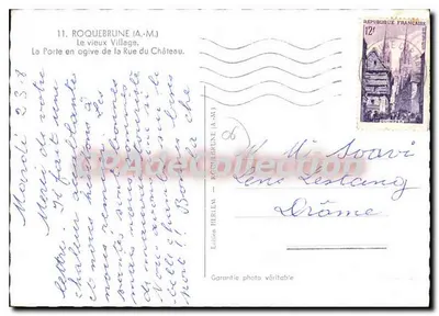 Roquebrune (A.-M.) — La Puerta en arco de la Rue du Château — Edición HERLEM — Reverso