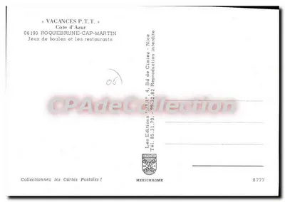 Roquebrune-Cap-Martin — Gioco delle palle e ristoranti — Le Edizioni "V.A.A." — Verso
