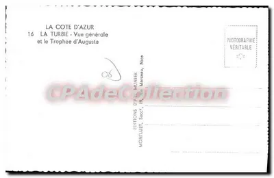 La Turbie — Vista general y el Trofeo de Augusto — Éditions d'Art Munier, Nice — Reverso