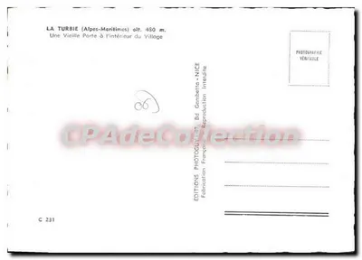 La Turbie — Porta interna do vilarejo — Éditions Photoguys-Nice, n° C 231 — Verso