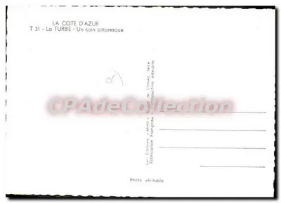 La Turbie — Un angolo pittoresco — Edizioni MAR, Nizza, n° T 31 — Verso