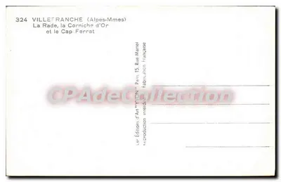 Villefranche (Alpes-Maritimes) — A Baía, a Corniche d'Or e o Cap Ferrat — Éditions d'Art 'VYVON' Paris — Verso