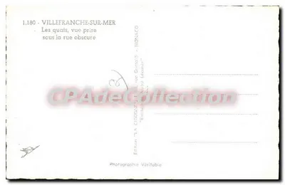 Villefranche-sur-Mer — Quais widok z ulicy ciemnej — Wydawnictwo 'LA CIGOGNE' — Rewers