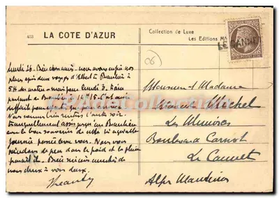 Villefranche-sur-Mer — widok portu z parowcem — Wydawnictwo Mh — Rewers