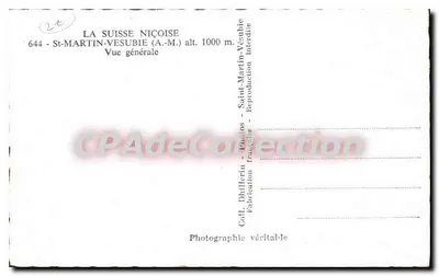 San Martín Vesubie — Vista general — Coll. Dhillerin, La Suiza Niçoise — Reverso