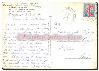 Saint-Jeannet (Alpes-Maritimes) — Ogólny widok wsi i pola kwiatowe — Imp. Combier, n°106 — Rewers
