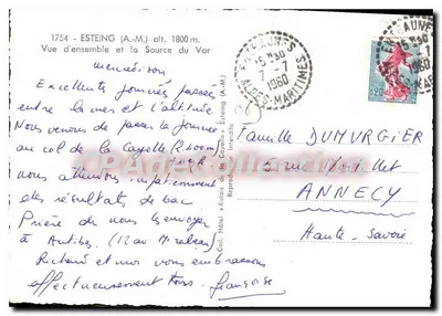 Estéing (A.M.) — Ogólny widok i źródło rzeki Var — Wykonane przez Relais de la Cayolle — Rewers