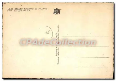 A Costa Azul — Carta postal ilustrada — Edições A.D.I.A. NICE, n° 5740 — Verso
