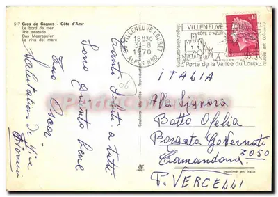 Cros de Cagnes — Półwysp Cioty — wydawca T. VERCELLI, nr 517 — Rewers