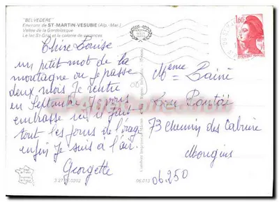 Widok z belvederu — Obrzeża St-Martin-Vesubie (Alpes-Maritimes) — Cumbiet Drukarnia Mâcon — Rewers