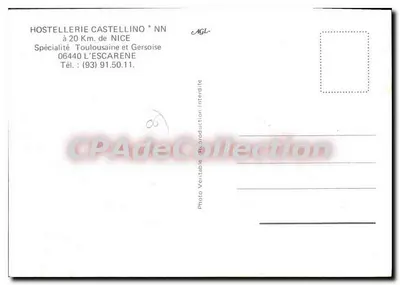 Le Castellino — Hostellerie a 20 km de Nice — editor AGL — Verso