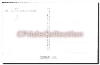 Algieria — Główne Zarządzenie — Wydawca CIM, seria 663 — Rewers