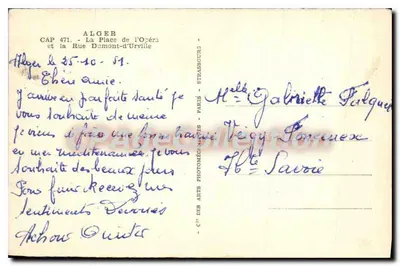 Algésiras — Praça da Ópera e Rua Dumont-d'Urville — CAP 471, Strasbourg — Verso