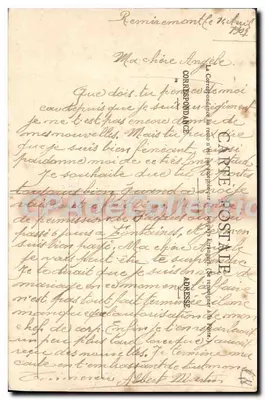 Cabanas do 5º Chasseurs — Vista tirada de St-Romary — Remiremont (Vosges) — Imp. A. Wolk, Saint-Dié (Dép. Vosges) N° 4129 — Verso
