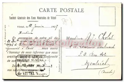 Vittel — Aleja Ambroise Bouloumie — Spółka Główna Wód Mineralnych z Vittel — Rewers