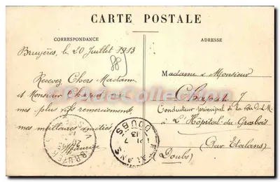 Bruyères-en-Vosges — A Praça Stanislas — Edit. Guerre-Briot, Bruyères — Verso