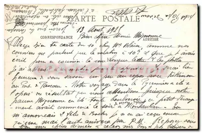Col do Bonhomme — entre Saint-Dié e Colmar — Poste Fronteiriço antes da Guerra — J. Weich - Saint-Dié n°1474 — Verso