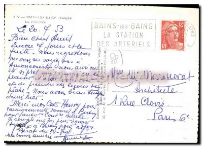 Bains-les-Bains — La Potinière — Wydawca: La Station des Arteriels — Rewers