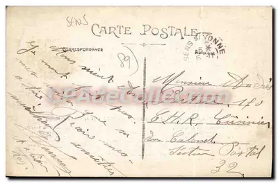Sens — Monumento aos Sénonais mortos pela Pátria — Coleção P. R. S. — Verso