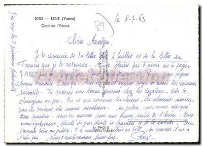 Margem da Yonne em Sens — Yonne — Editor E. Mignon, n° 5135 — Verso