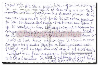 Vincelles (Yonne) — O Ponte de Vincelotte — editor M. Monon, n° 7419 — Verso