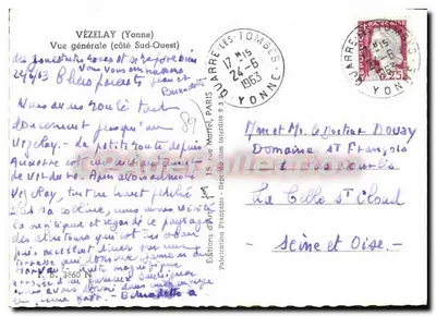 Vézelay (Yonne) — Ogólny widok (z południowego zachodu) — Wydawnictwo Artystyczne Francuskie, nr 3560 N — Rewers