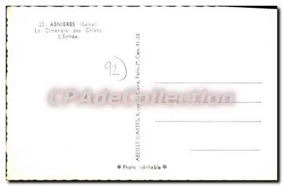 Cementerio de los Perros — Asnières-sur-Seine — Editor ABEILLE CARTES — Reverso