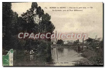Margens do Sena — Vista do pequeno braço e da Ilha St-Germain, perto do Ponte Billancourt — M. C. F. L., Issy (Sena)