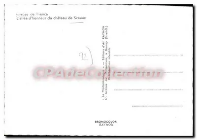 Allee honorowa zamku Sceaux — Avenue d'Art RAYMON (S.-et-O.) — Éditions d'Art RAYMON — Rewers