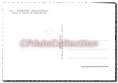 Suresnes (Hauts-de-Seine) — Plac i Statua Jana Jaurès — wydawca ABEILLE CARTES — Rewers