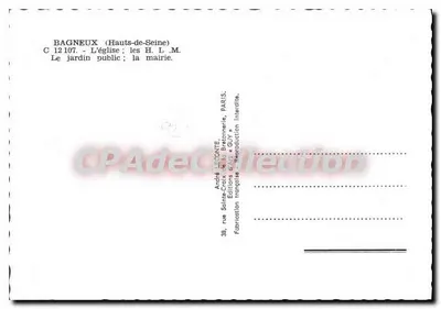 Bagneux — Igreja, HLM, jardim público, prefeitura — Éditions GUY — Verso