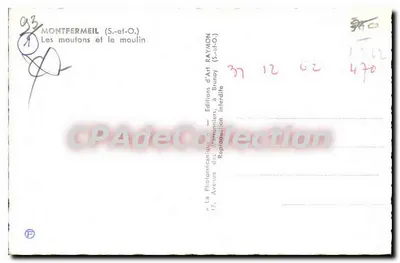 Montfermeil (S.-et-O.) — Os carneiros e a moinha — Éditions d'Art RAYMON (S.-et-O.) — Verso