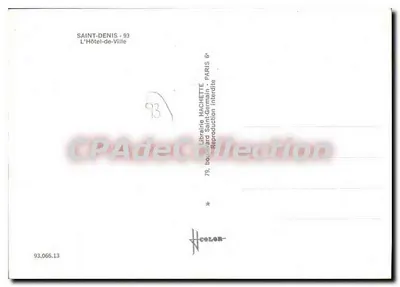 Saint-Denis - 93 — O Hotel-de-Ville — Livraria Hachette — Verso