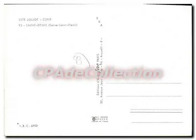 Cité Joliot-Curie — Saint-Denis — Éditions Jean B.A.D.E.M. n° 6902 — Verso