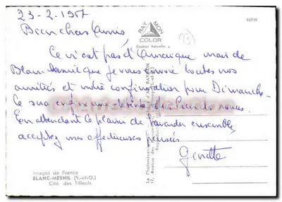 Blanc-Mesnil — Cité dos Tilleuls — Ray Mon Color — Verso