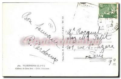 Castelo de Gros Bois — Grade de Honra — E. Mignon — Verso