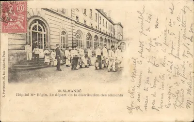 Hospital da Sra. Bégin — A saída da distribuição de alimentos — E. Poudyebat, 37, Rue Faidherbe, Paris