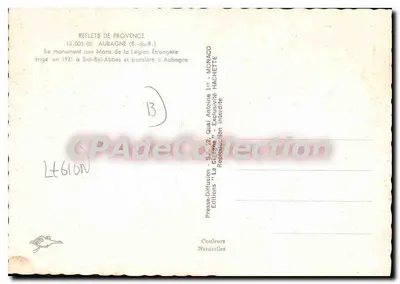 Monumento aos Mortos da Légion Estrangeira — Aubagne — editor Presses-Diffusion — Verso
