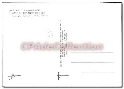 Aubagne — Vista geral da velha cidade — Edições 'La Cigogne' Hachette — Verso