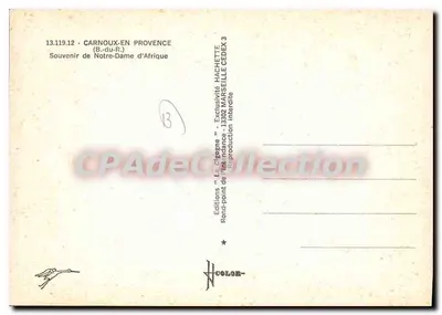 Carnoux-en-Provence — Najświętsza Maryja z Afryki — Wydawnictwo La Cigogne — Rewers