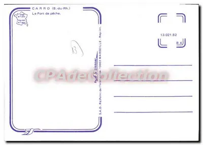 Carro (B.-du-Rh.) — O Porto de Pesca — S.A.D. Rd. Cidoigne, Marselha — Verso