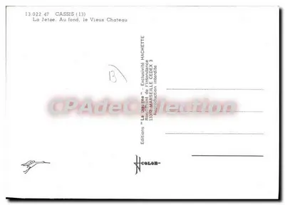 Cassis — La Jetée, w tle Stary Zamek — Wydawnictwo 'La Cigogne' — Rewers