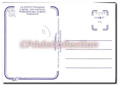 La Ciotat w Prowansji — widok miasta, ulica, port i kościoł — SAD Imprimerie de France, seria A 3 — Rewers