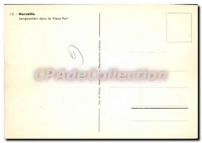 Marselha — Pescadores de Lagostas no Velho Portinho — Lanner 1939 — Verso