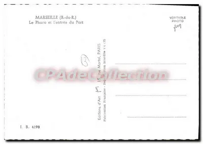 Marseille (B.-du-R.) — Le Pharo et l'entrée du Port — Éditions d'Art Martel, Paris, n° 4190 — Rewers