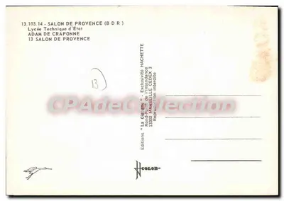 Liceu Técnico Adam de Craponne — Salon de Provence — Edições 'La Cigogne' — Verso